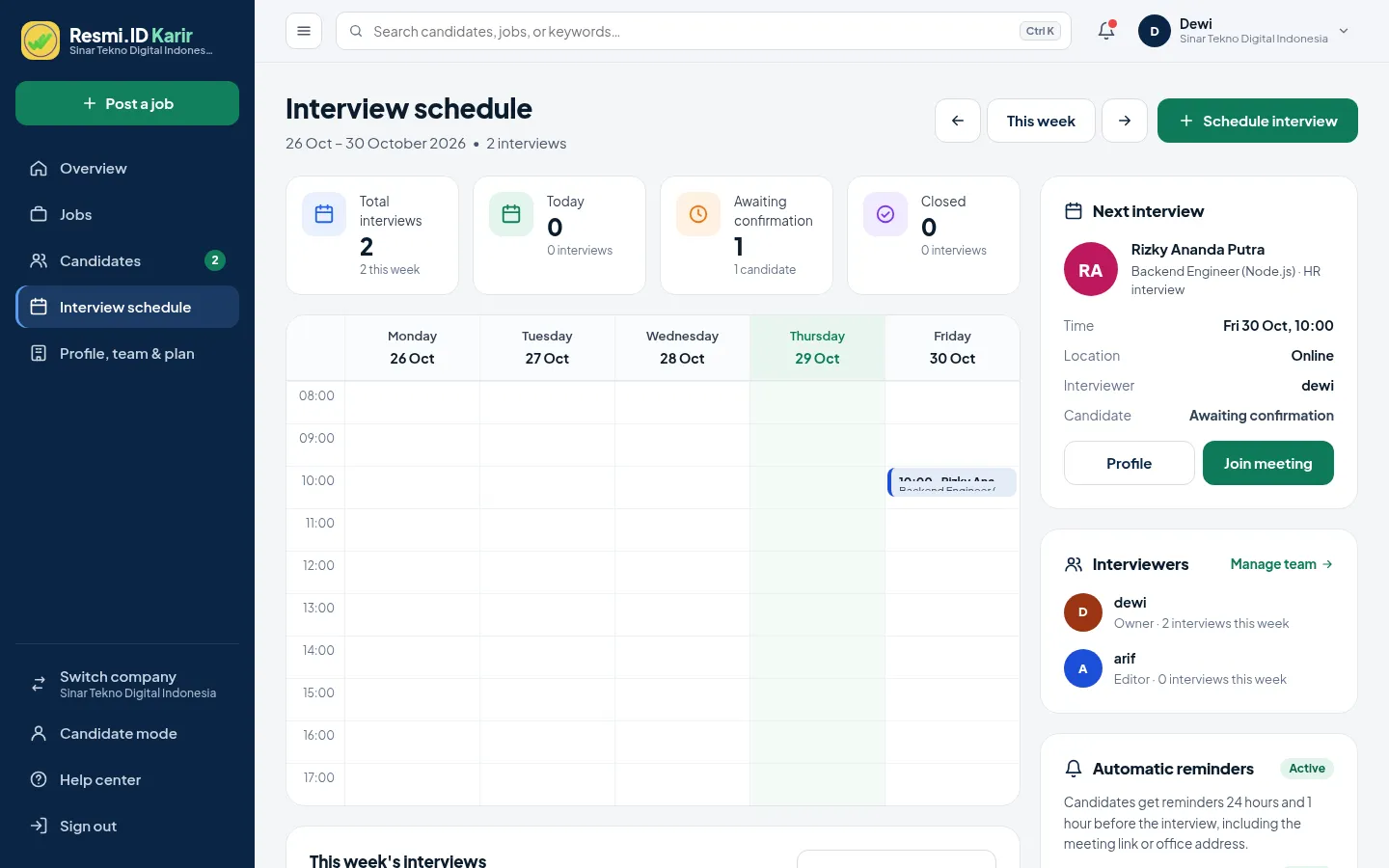 Interview schedule