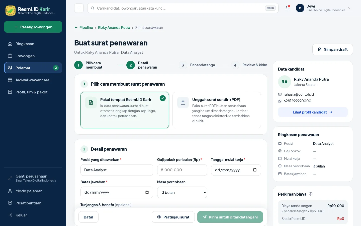 Kirim surat penawaran